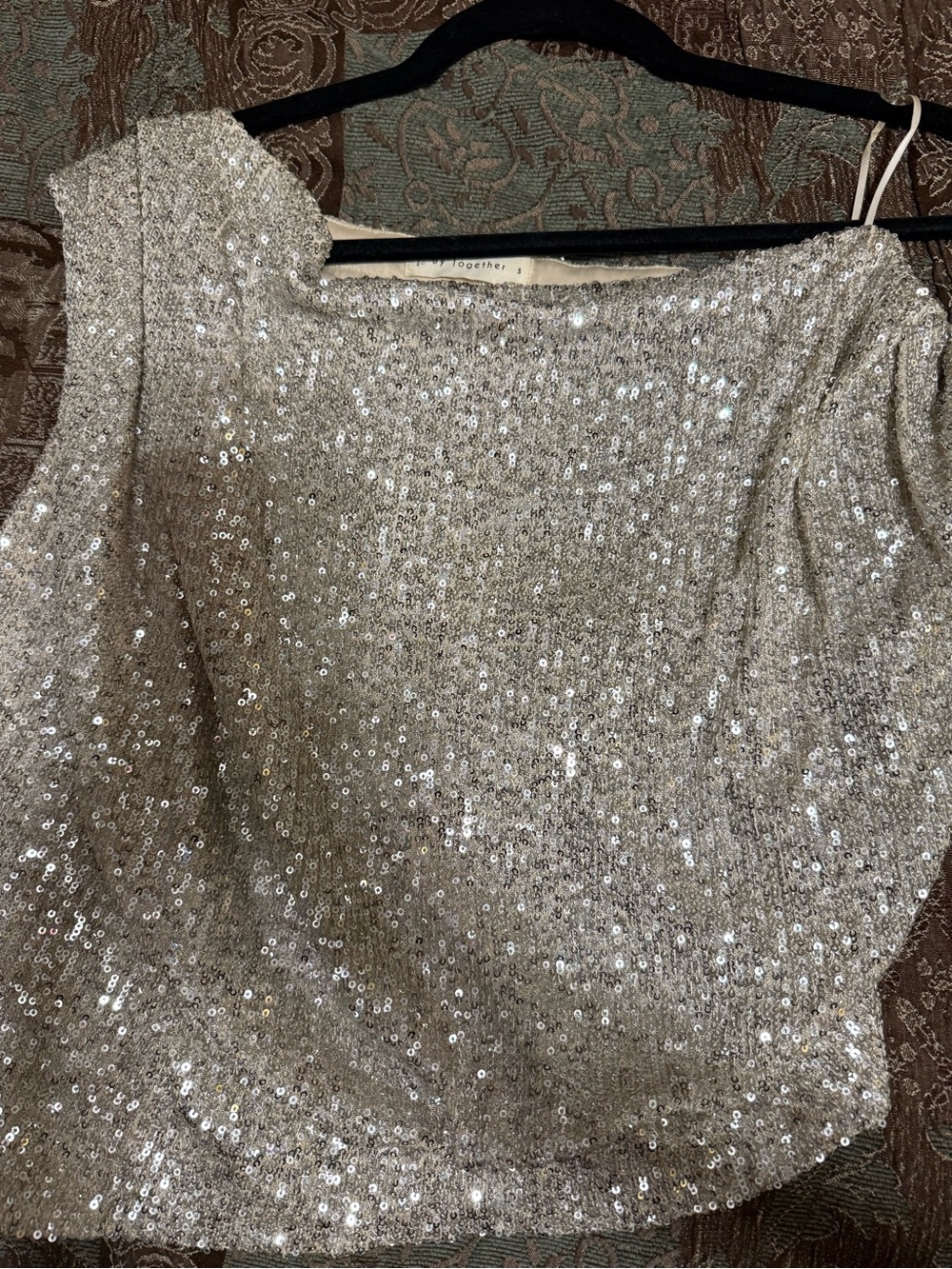 INC International Concepts One-Shoulder Silver Sequin Dress